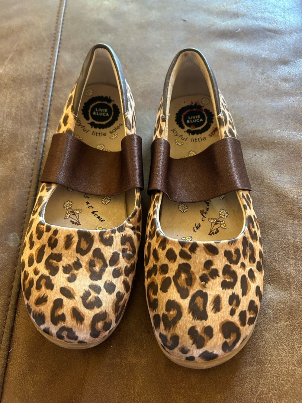 Livie & Luca Leopard Print Mary Jane Shoes in Brown and Black